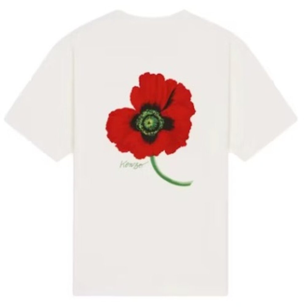 NWOT KENZO Women POPPY by Nigo T-Shirt Off White Tee S